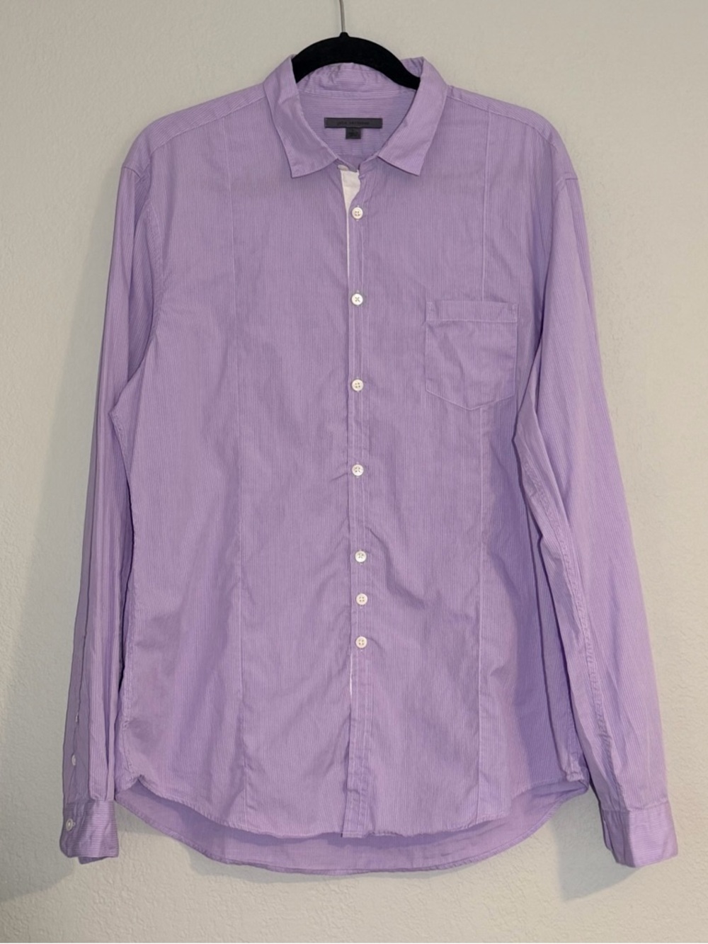 John Varvatos Men's Lavender Button-Up Shirt - Classic Long Sleeve in Large